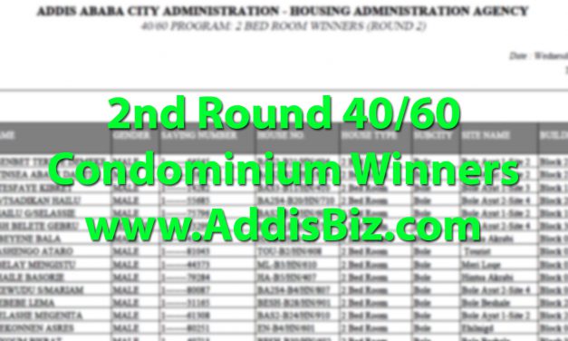 List of names for 2nd round 40/60 Condominium Winners in Addis Ababa – One, Two and Three Bedroom Winners [PDF]