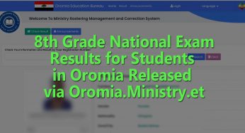 8th Grade National Exam Results for Students in Oromia Released via Oromia.Ministry.et