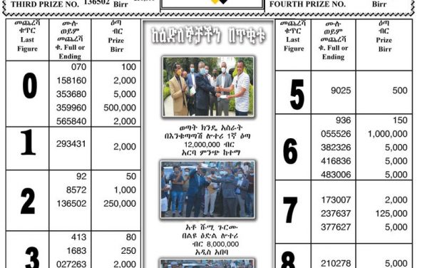 Regular Draw Lottery for August 05, 2021 (ሀምሌ 29 ፤ 2013) Winning Numbers