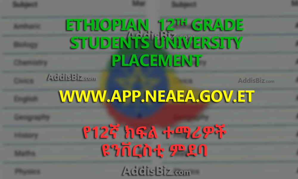NEAEA.gov.et Ethiopian Grade 12 Student’s University Placement to be Released Soon on www.app.NEAEA.gov.et
