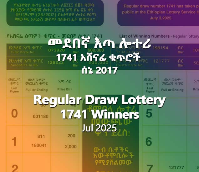Regular Draw Lottery 1741 for Jul 2024 (Sene 2017) Winning Numbers