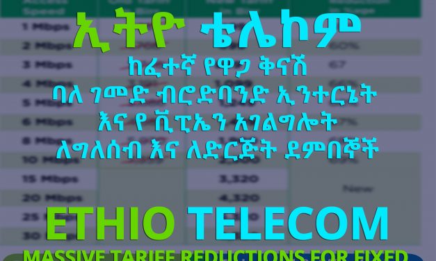 Ethio-Telecom Enterprise (Business) Unlimited Fixed Broadband Internet Tariff / Prices